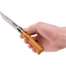 Нож Opinel №8 Carbon, рукоять из бука, чехол, деревянная коробка 000815